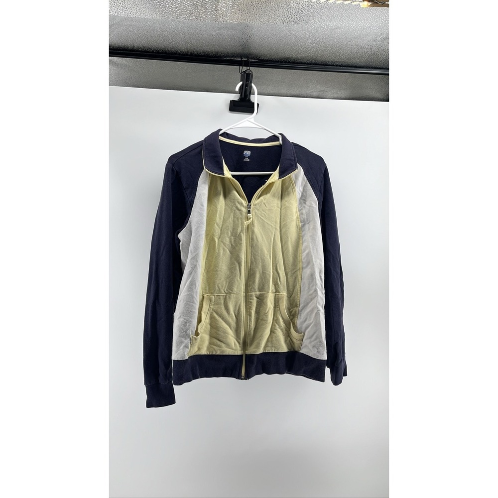 SJB Active Women's XL‎ Navy Blue Yellow Colorblock Zip Track Jacket